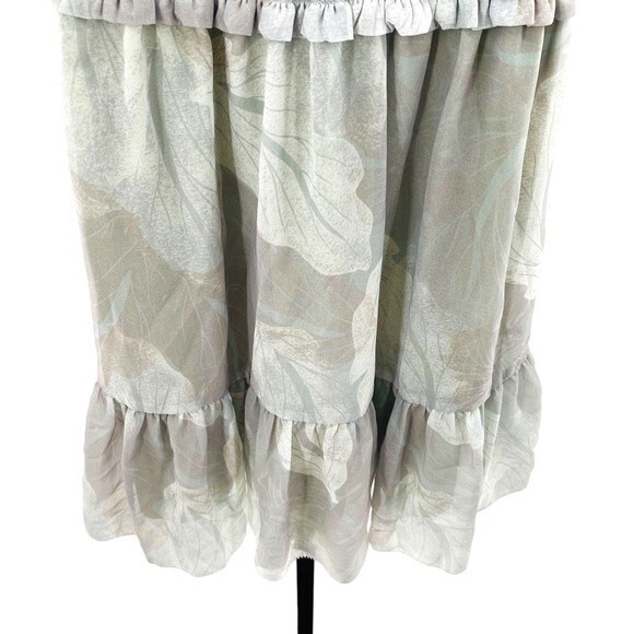 Aritzia Wilfred Size XXS Catamaran‎ Ruffle Mini Dress Silver Sage Green Coquette - Picture 6 of 9